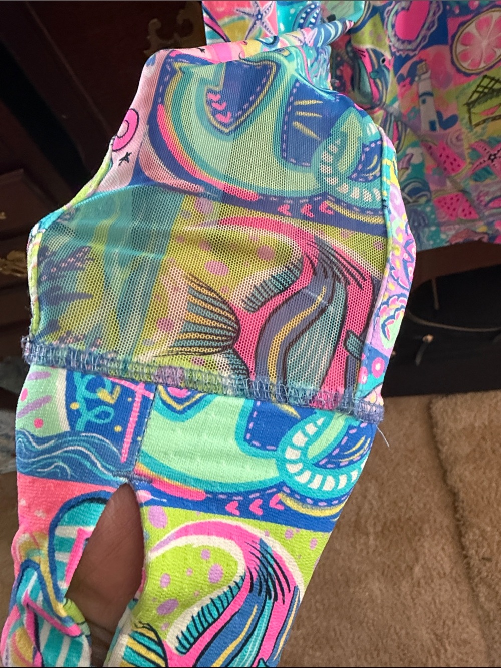 Lulu-B Neon Multicolor Beach Print Long Sleeve Top - Picture 3 of 4